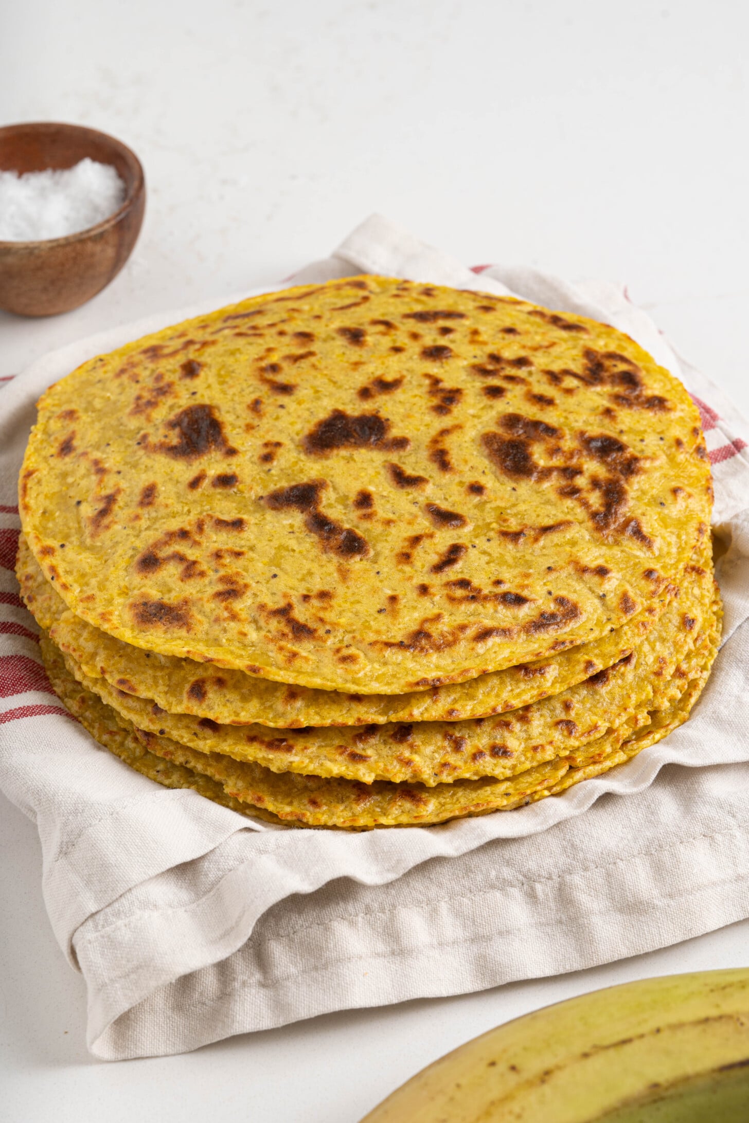 A plate of plantain tortillas.
